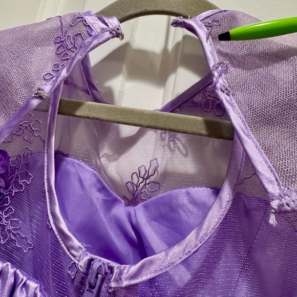 Disney Chasing Fireflies Descendants Mal Long Tier Ruffle Dress Girls 6 Costume - Picture 12 of 16